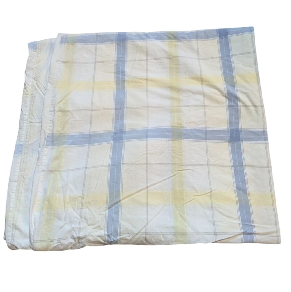 90s Eddie Bauer Duvet Cover King Plaid Yellow Blue White Cottagecore Preppy